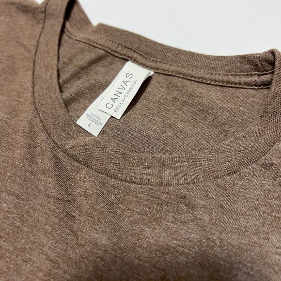 Bella Canvas Short Sleeve Brown Heather with Dinosaur Print Large - Picture 7 of 8